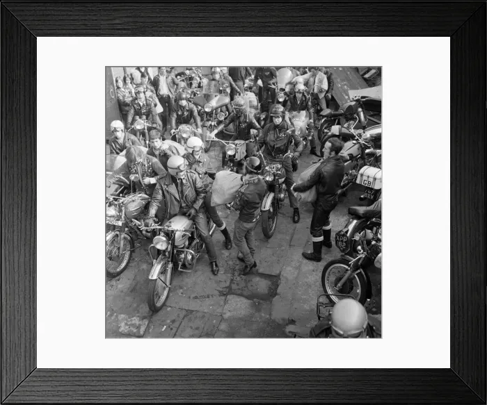 Framed Print : The mods and rockers were two conflicting British youth subcultures of the early to