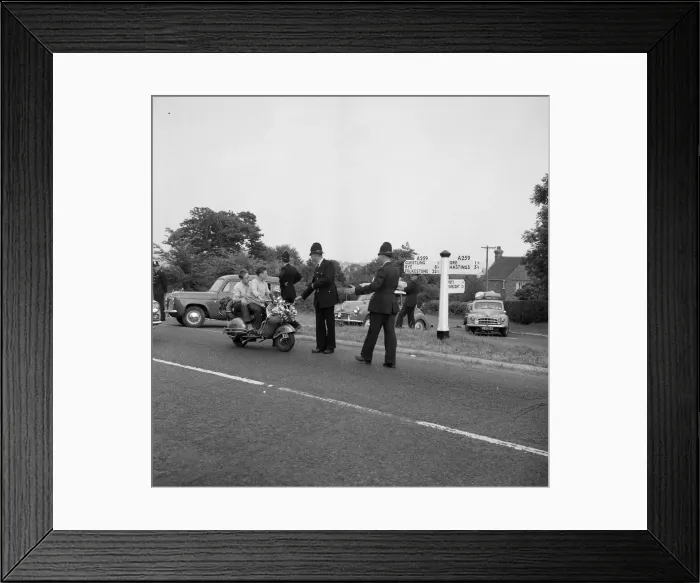 Framed Print : The mods and rockers were two conflicting British youth subcultures of the early to