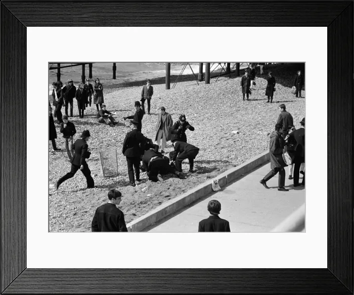 Framed Print : The mods and rockers were two conflicting British youth subcultures of the early to Framed Print : The mods and rockers were two conflicting British youth subcultures of the early to