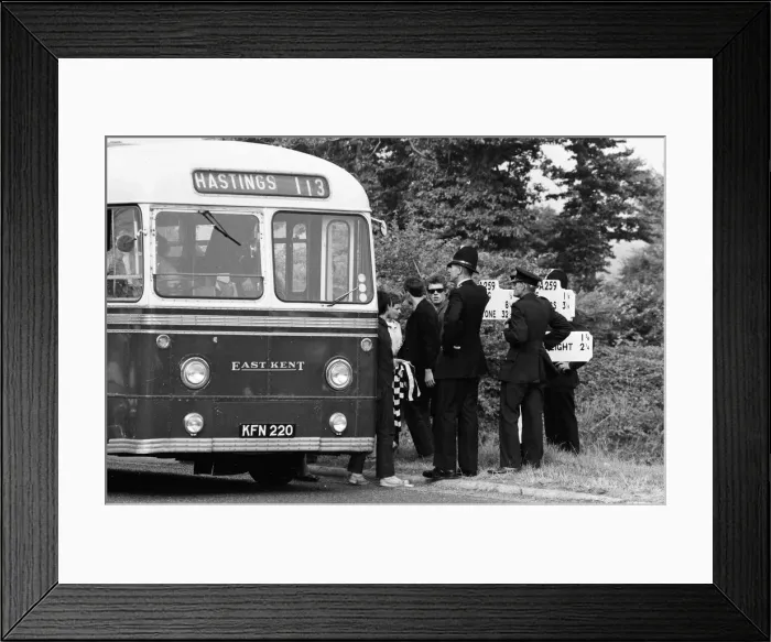 Framed Print : The mods and rockers were two conflicting British youth subcultures of the early to