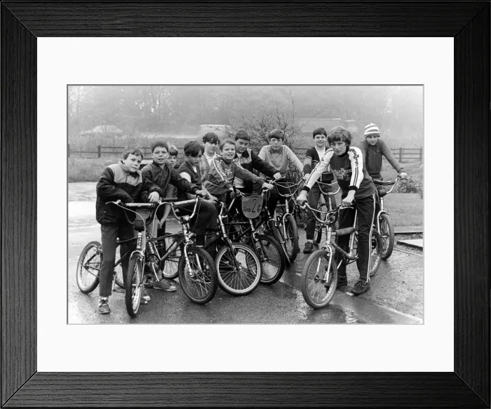 Framed Print : The massed ranks of Normanbys BMX fans have joined forces Framed Print : The massed ranks of Normanbys BMX fans have joined forces