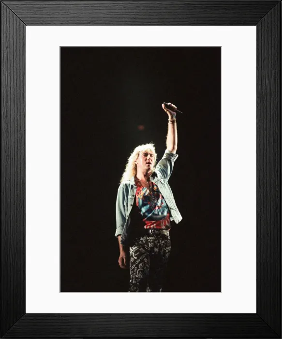 Framed Print : Joe Elliott of Def Leppard performing live at the NEC Birmingham. 29th June 1992 Framed Print : Joe Elliott of Def Leppard performing live at the NEC Birmingham. 29th June 1992