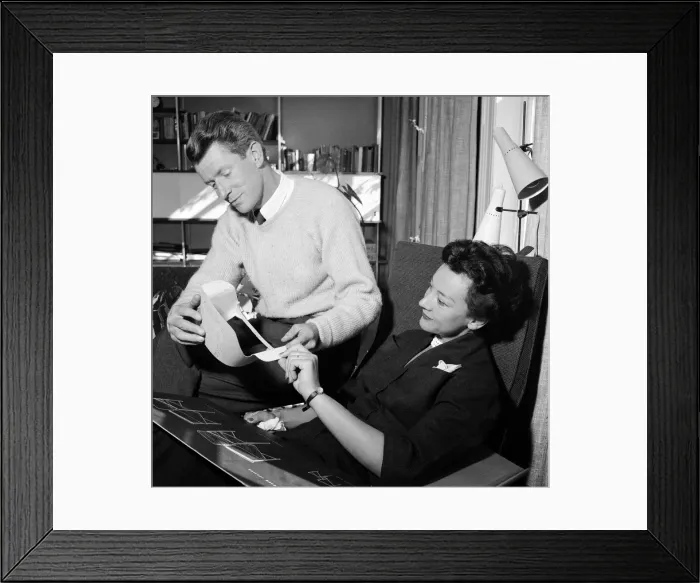 Framed Print : Designer Robin Day, a British chartered industrial and furniture designer with his wife