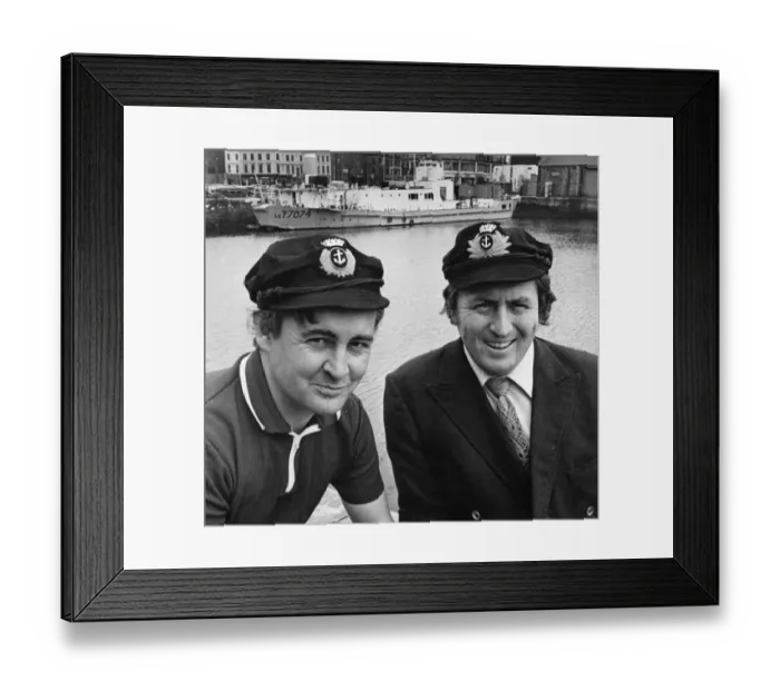 Framed Print : Mr George Evans (left) and Colin Peers joint skippers of the clubship Landfall Framed Print : Mr George Evans (left) and Colin Peers joint skippers of the clubship Landfall
