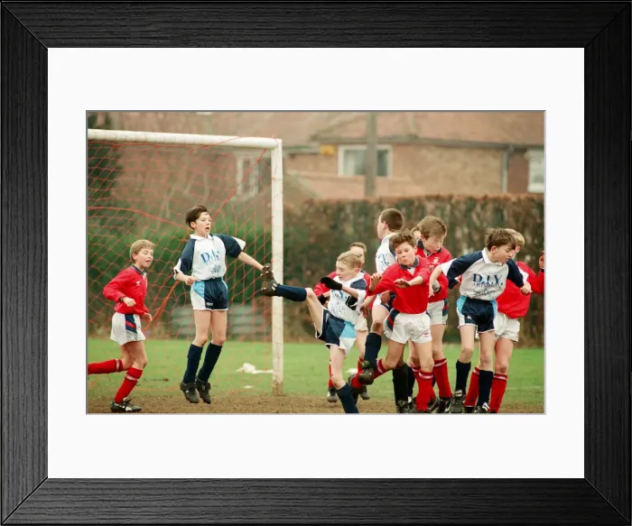 Framed Print : Kader (Blue) v Marton (Red), Under 12s league cup semi final. 7th March 1993 Framed Print : Kader (Blue) v Marton (Red), Under 12s league cup semi final. 7th March 1993
