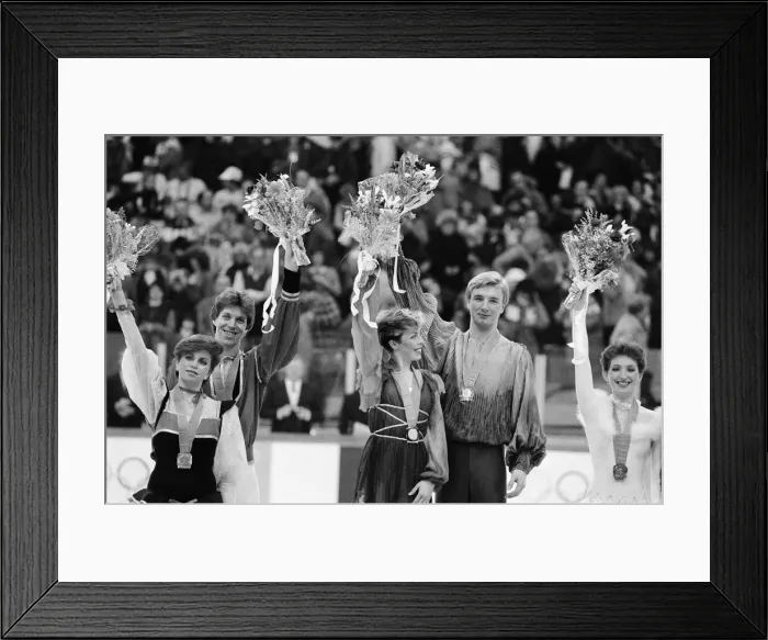 Framed Print : 1984 Winter Olympics, 14th February 1984. Figure skating, Medal Ceremony, Zetra Stadium Framed Print : 1984 Winter Olympics, 14th February 1984. Figure skating, Medal Ceremony, Zetra Stadium