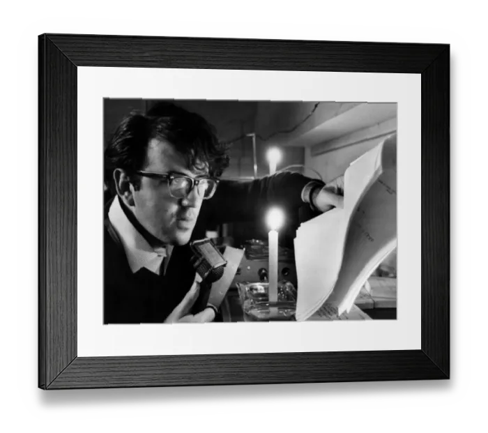 Framed Print : News by candlelight, and battery power. Radio Durham news reader John Pickles had to rig