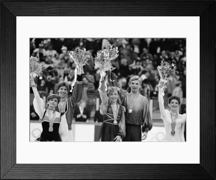 Framed Print : 1984 Winter Olympics, 14th February 1984. Figure skating, Medal Ceremony, Zetra Stadium Framed Print : 1984 Winter Olympics, 14th February 1984. Figure skating, Medal Ceremony, Zetra Stadium