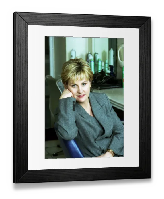Framed Print : Royal Hairdresser Denise McAdam 1999 in her salon in London