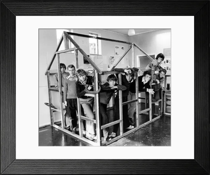 Framed Print : Children at Rievaulx School in Billingham have just finished building a greenhouse