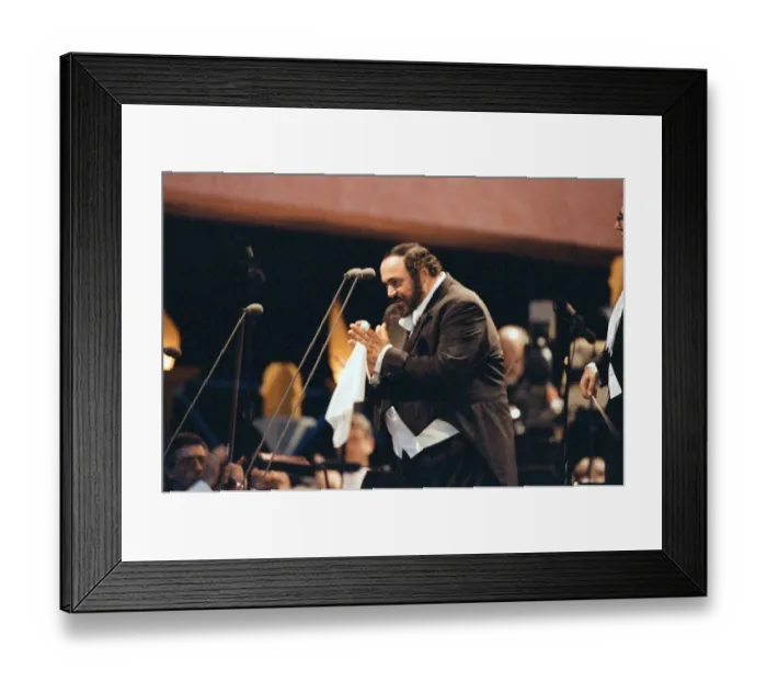 Framed Print : Luciano Pavarotti, the Italian operatic tenor, singing at an outdoor concert in Framed Print : Luciano Pavarotti, the Italian operatic tenor, singing at an outdoor concert in