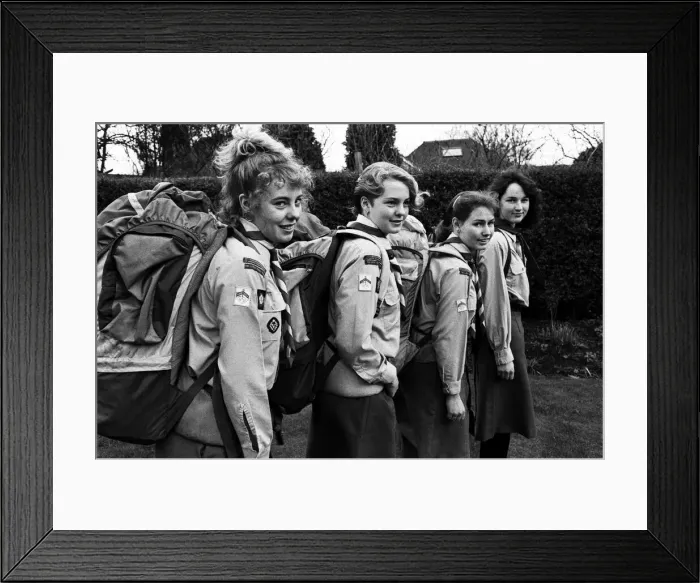 Framed Print : These four venture scouts from the 41st St Phillis group at Birchencliffe are off to Framed Print : These four venture scouts from the 41st St Phillis group at Birchencliffe are off to