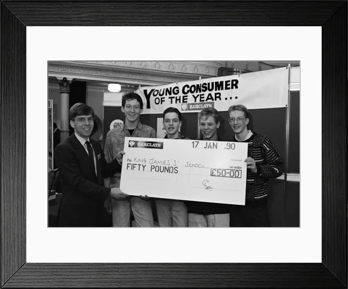 Framed Print : These winners of the Kirklees Young Consumer of the Year quiz at Huddersfield Town Hall