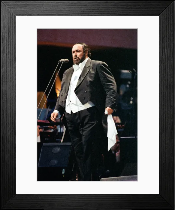 Framed Print : Luciano Pavarotti, the Italian operatic tenor, singing at an outdoor concert in Framed Print : Luciano Pavarotti, the Italian operatic tenor, singing at an outdoor concert in
