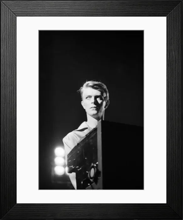 Framed Print : British pop singer David Bowie performing on stage during his concert at Earls court