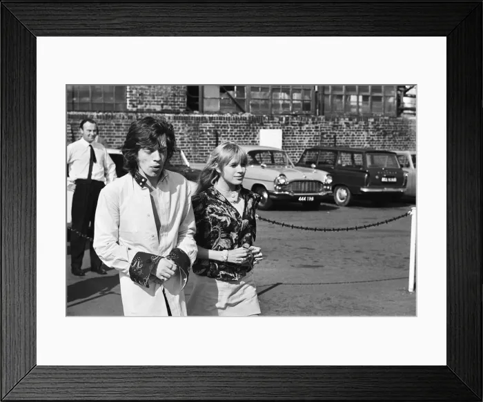 Framed Print : Marianne Faithfull and Mick Jagger take a helicopter ride. 31st July 1967