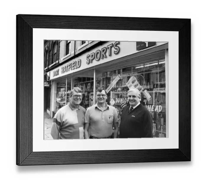 Framed Print : Jack Hatfield, owner of Sports Shop, Jack Hatfield Sports, Middlesbrough
