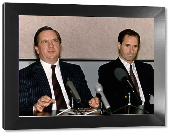Football Chairman of Arsenal FC Peter Hill Wood sitting in a press conference alongside