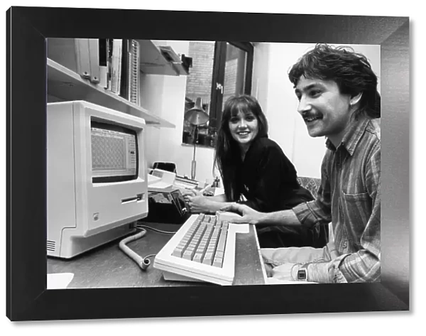 1980s Computing. Computer textile designers Yvonne Robertson an d Nairish Nash with their
