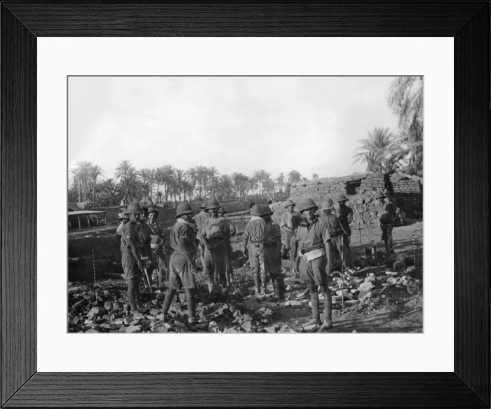 Framed Print : British soldiers laying the foundation for field gun emplacements in Mesopotamia Circa Framed Print : British soldiers laying the foundation for field gun emplacements in Mesopotamia Circa