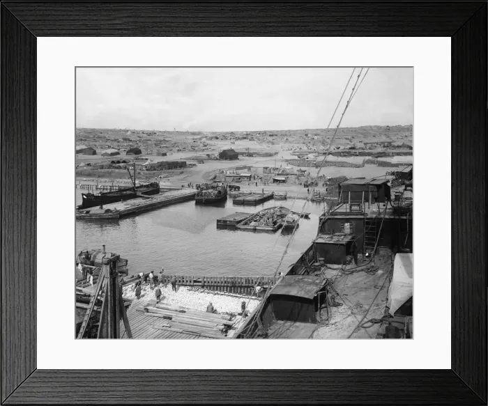 Framed Print : A general view taken from the bridge of the SS River Clyde of the French Depot at Sedd el Framed Print : A general view taken from the bridge of the SS River Clyde of the French Depot at Sedd el