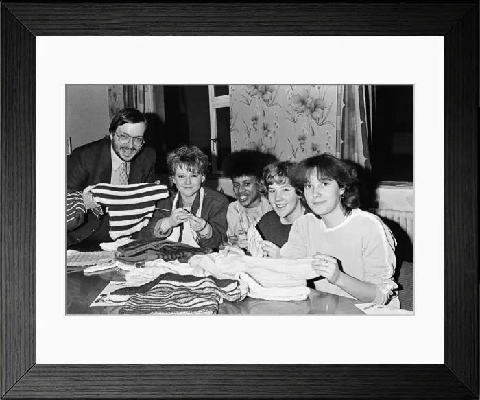Framed Print : Almondbury Youth Club members are helping an Oxfam appeal to knit pullovers for Ethiopia Framed Print : Almondbury Youth Club members are helping an Oxfam appeal to knit pullovers for Ethiopia