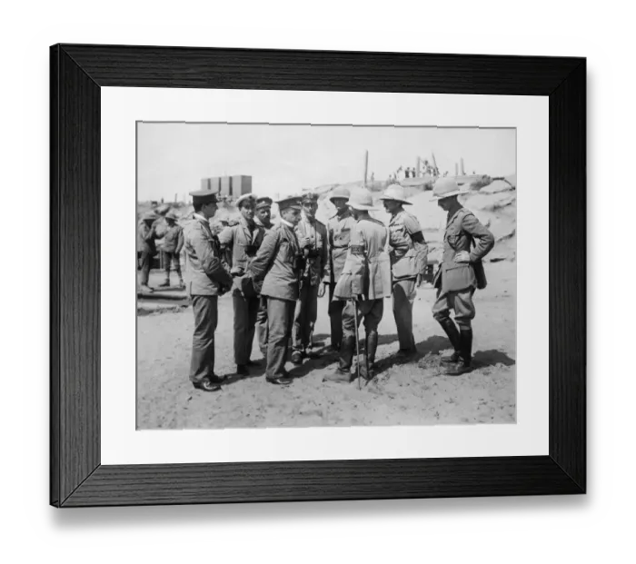 Framed Print : The M. L. O. at Suvla, meeting the Commission of four Russian Officers who visited
