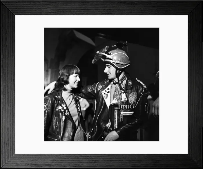 Framed Print : The mods and rockers were two conflicting British youth subcultures of the early to