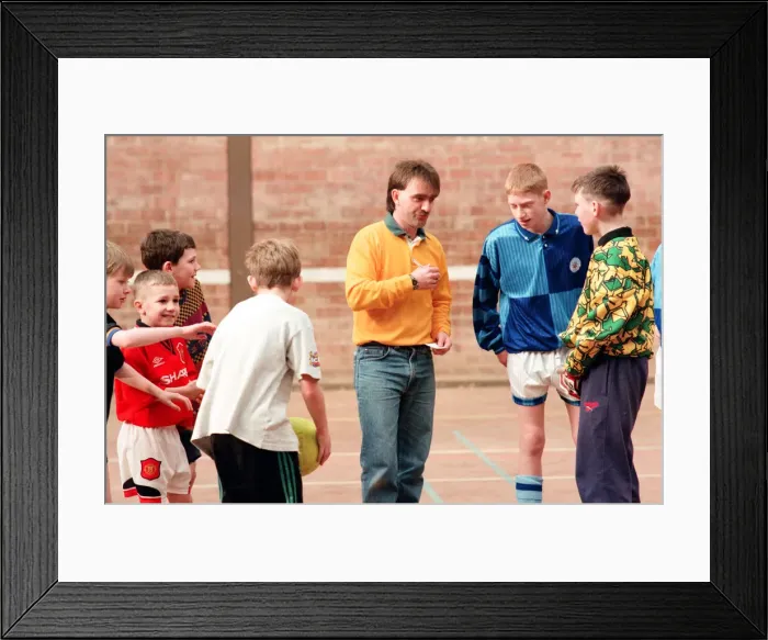 Framed Print : Children playing football in an annual 5-a-side football tournament held at Bishopsgarth
