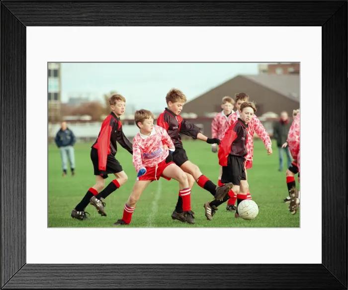 Framed Print : Eston Nab (pink) v High Grange (black & red), Under 11 Framed Print : Eston Nab (pink) v High Grange (black & red), Under 11
