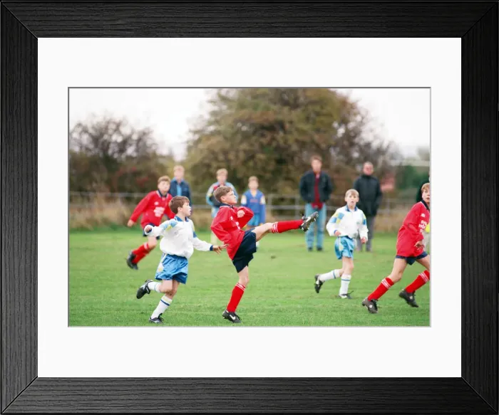 Framed Print : Hartburn Juniors v Leven Park Juniors (under 13 s). Action from the game with Framed Print : Hartburn Juniors v Leven Park Juniors (under 13 s). Action from the game with