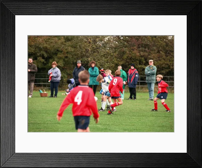 Framed Print : Hartburn Juniors v Leven Park Juniors (under 13 s). Action from the game with Framed Print : Hartburn Juniors v Leven Park Juniors (under 13 s). Action from the game with