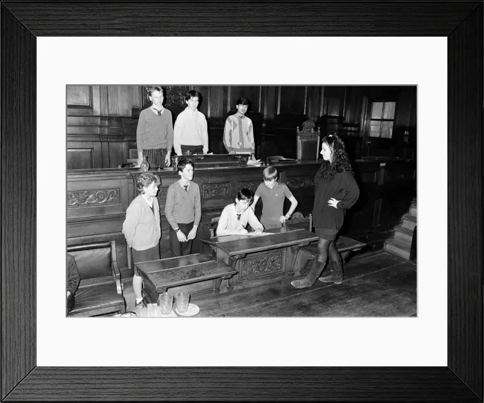 Framed Print : Court in the act... nearly 30 fourth-year pupils from Rawthorpe High School had a brief Framed Print : Court in the act... nearly 30 fourth-year pupils from Rawthorpe High School had a brief