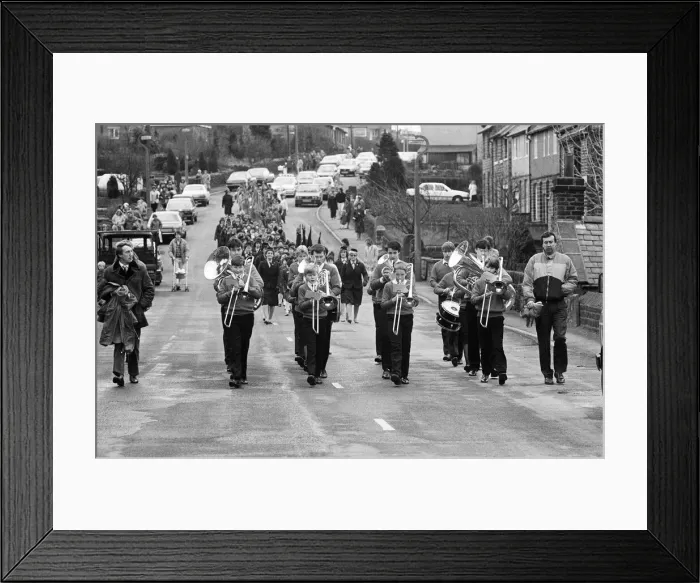 Framed Print : On parade in the Colne Valley were 200 Guides and Brownies who marched to a Thinking Day Framed Print : On parade in the Colne Valley were 200 Guides and Brownies who marched to a Thinking Day
