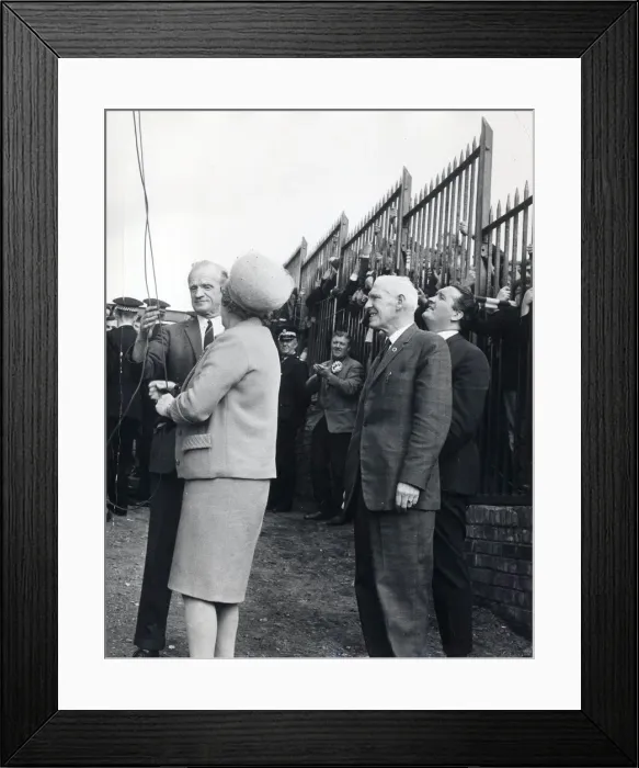 Framed Print : manager jock stein and chairman bob kelly watch mrs kelly unfurl the league flag Framed Print : manager jock stein and chairman bob kelly watch mrs kelly unfurl the league flag