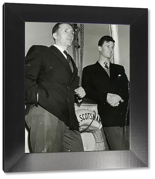 Jock Stein Celtic football player With Vince Ryan on board Irish boat ferry May