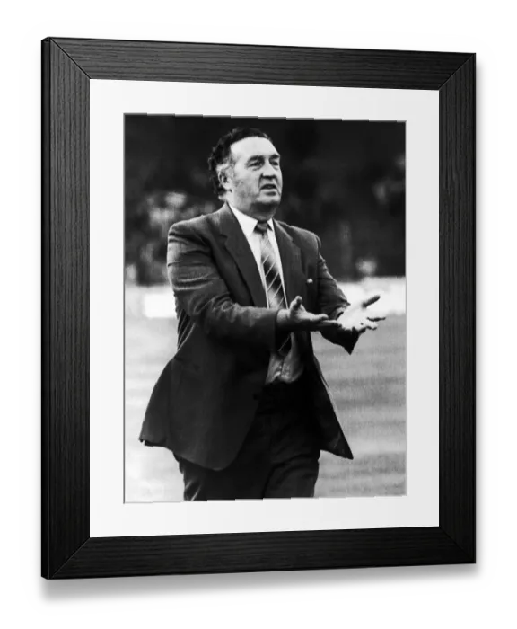 Framed Print : Jock Stein spurs on his players, moments later he would suffer a fatal heart attack Framed Print : Jock Stein spurs on his players, moments later he would suffer a fatal heart attack