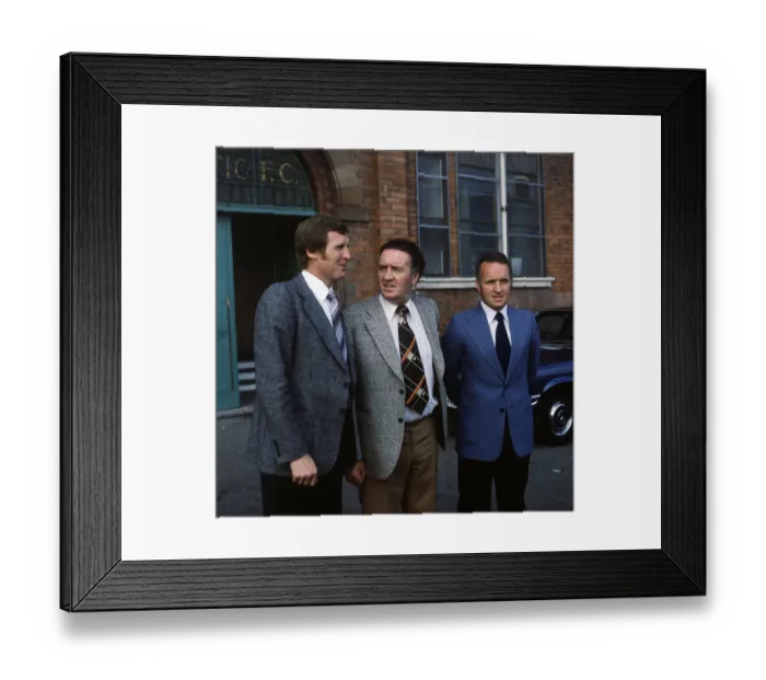 Framed Print : Jock Stein Celtic football club manager with Billy McNeill (L) and John Clark (R) Framed Print : Jock Stein Celtic football club manager with Billy McNeill (L) and John Clark (R)