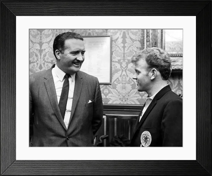 Framed Print : Jock Stein talking to Billy Bremner August 1968