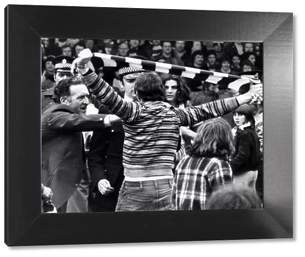 Jock Stein shouting at pitch invading supporter May 1977