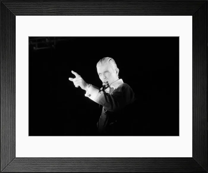 Framed Print : British pop singer David Bowie performing on stage during the first of six concerts Framed Print : British pop singer David Bowie performing on stage during the first of six concerts