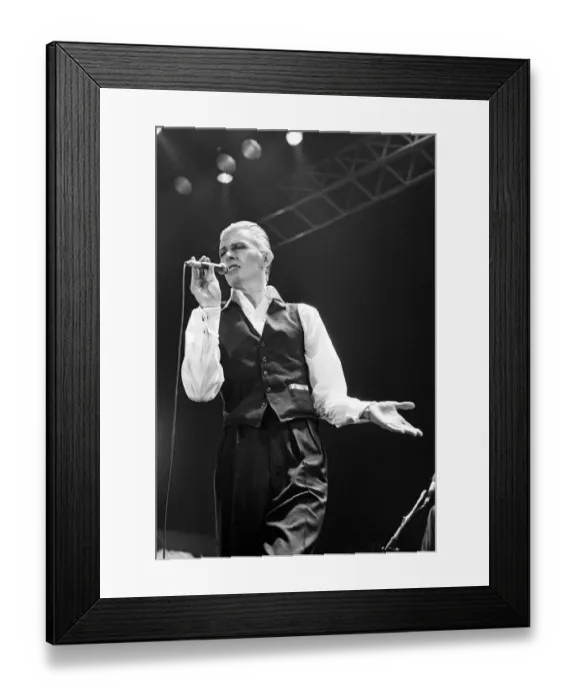 Framed Print : British pop singer David Bowie performing on stage during the first of six concerts Framed Print : British pop singer David Bowie performing on stage during the first of six concerts
