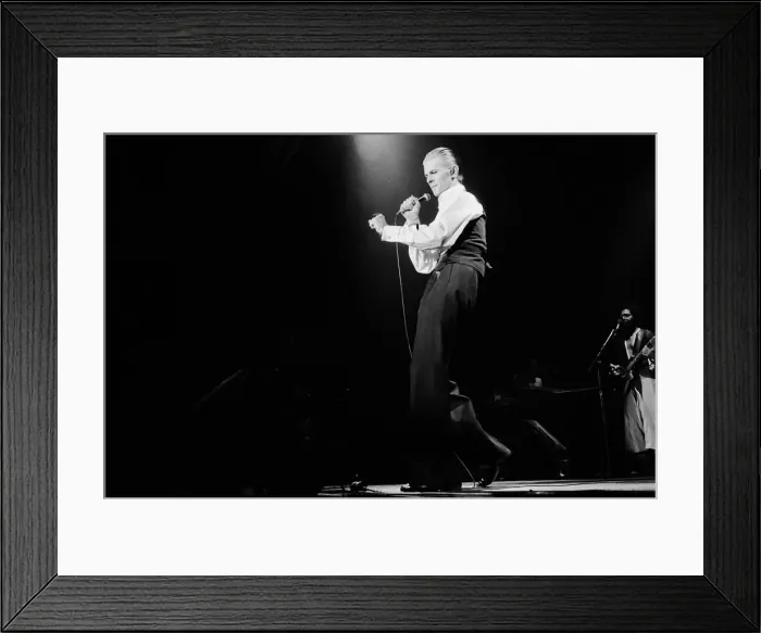 Framed Print : British pop singer David Bowie performing on stage during the first of six concerts Framed Print : British pop singer David Bowie performing on stage during the first of six concerts