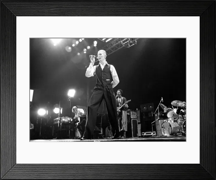 Framed Print : British pop singer David Bowie performing on stage during the first of six concerts Framed Print : British pop singer David Bowie performing on stage during the first of six concerts