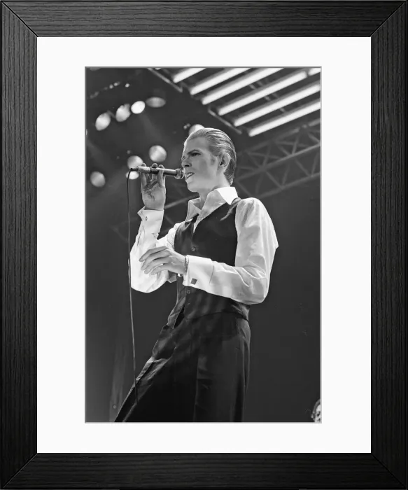 Framed Print : British pop singer David Bowie performing on stage during the first of six concerts Framed Print : British pop singer David Bowie performing on stage during the first of six concerts
