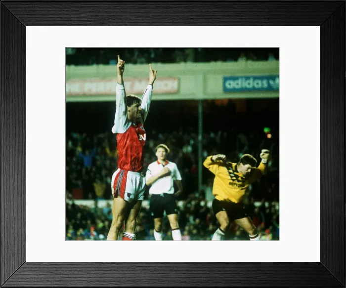 Framed Print : Footballer Tony Adams of Arsenal celebrates goal against Nottingham Forest, 1992