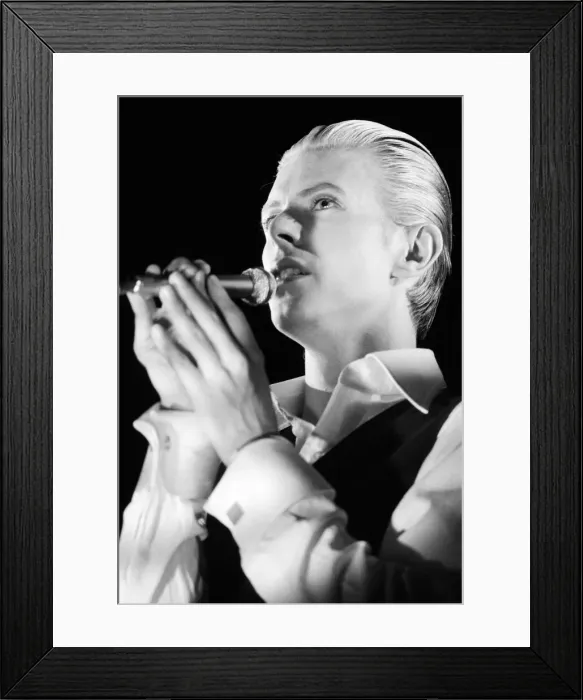 Framed Print : British pop singer David Bowie performing on stage during the first of six concerts Framed Print : British pop singer David Bowie performing on stage during the first of six concerts