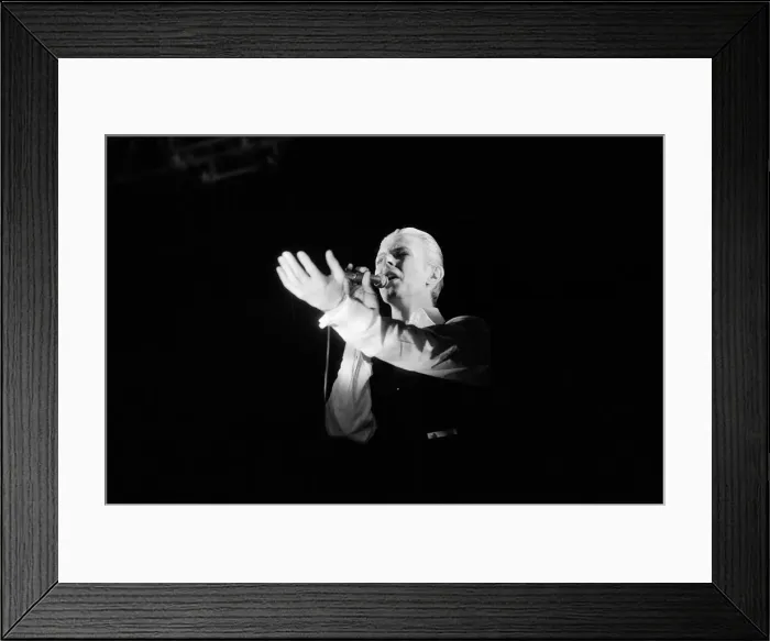 Framed Print : British pop singer David Bowie performing on stage during the first of six concerts Framed Print : British pop singer David Bowie performing on stage during the first of six concerts