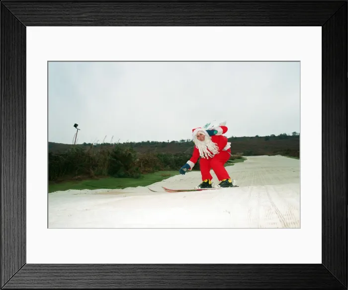 Framed Print : Santa, alias Steve Prince, senior instructor at the Eston Ski Village gets into the mood Framed Print : Santa, alias Steve Prince, senior instructor at the Eston Ski Village gets into the mood