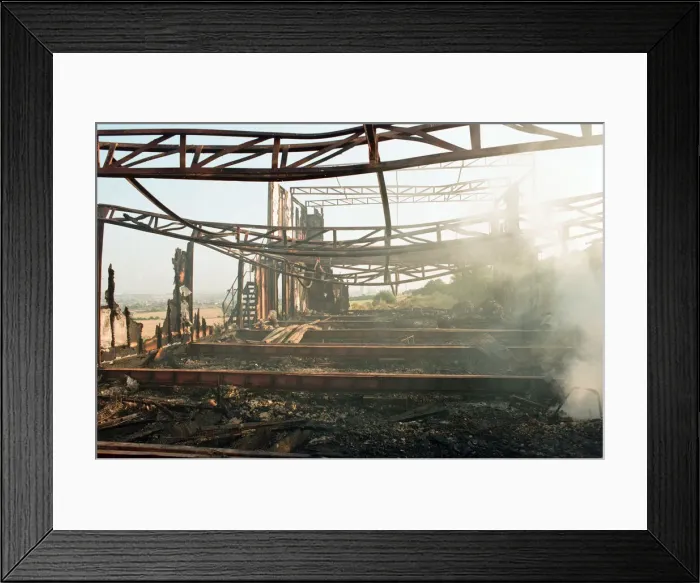 Framed Print : A fire totally gutted the Eston Ski Village building. 22nd August 1996 Framed Print : A fire totally gutted the Eston Ski Village building. 22nd August 1996